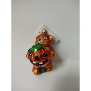 Christopher Radko glass Christmas ornament Punkin Prize Halloween bear pumpkin